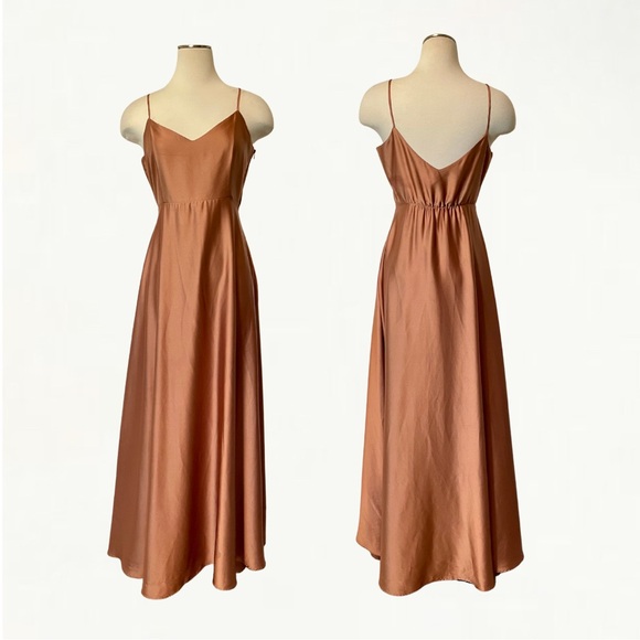 Show Me Your Mumu Faith Maxi Dress in Copper Luxe Satin - Picture 5 of 14